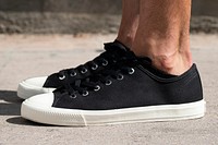 Black canvas sneakers mockup psd men’s shoes apparel shoot