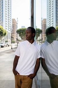 White polo shirt street style menswear fashion apparel shoot