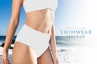 Bikini top psd mockup with cool design women’s beachwear