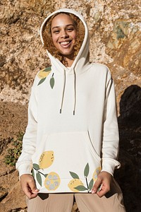 Women&rsquo;s hoodie psd mockup apparel outdoor shoot