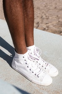 White sneakers mockup psd men’s apparel summer fashion