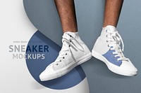 Editable sneaker mockups psd template men&rsquo;s fashion advertisement