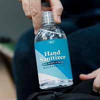 Hand sanitizer label mockup psd travel in the new normal