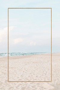 Gold frame on a summer beach design element