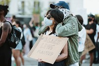 Couples fighting for justice at a Black Lives Matter protest outside the Hall of Justice in Downtown Los Angeles. 15 JUL, 2020 - LOS ANGELES, USA