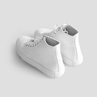 Psd white leather high top sneakers mockup