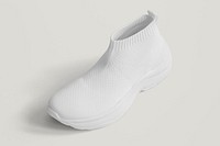White psd knitted high top slip-on shoes mockup