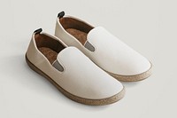 Men's white espadrilles shoes mockup