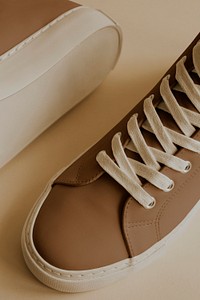 Brown leather sneakers psd shoes