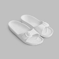 White buckle slide sandal mockup slippers