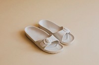 White buckle slide sandal slippers