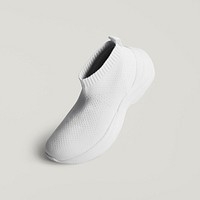 White psd knitted high top slip-on sneakers mockup