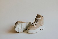 Beige suede high top sneakers