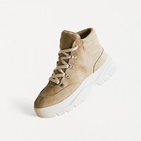 Beige hiking boots mockup sneakers