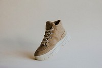 Beige suede high top sneakers