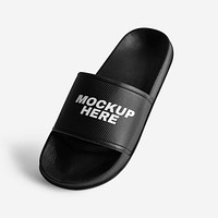 Psd black rubber flip flops slipper mockup