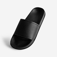 Psd black rubber flip flops slipper mockup