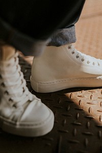 White high top shoes mockup on model