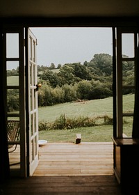 House door is open to nature