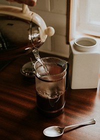 French press coffee for breakfast in the kitchen