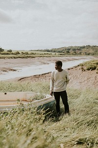 African American man in an outdoor apparel shoot