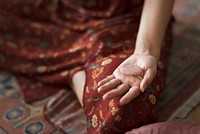 Woman doing meditating in a minimal home