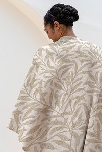 Throw blanket mockup in floral pattern in beige