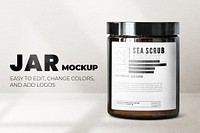 Body scrub jar psd mockup minimal style