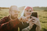 In love couple taking a selfie together