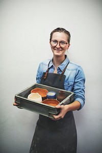 Artisan showing off her work