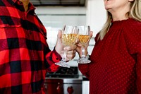 Happy husband and wife celebrating winter festive holidays together