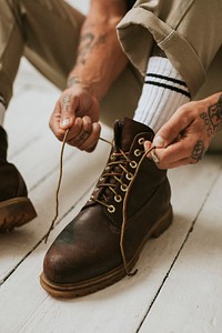 Men’s casual leather boots mockup psd