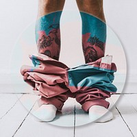 Caught with pants down colorful frame psd 