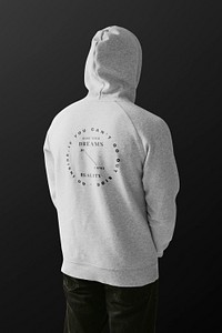 Men&rsquo;s apparel hoodie mockup psd rear view
