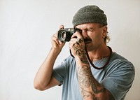 Photographer snapping with an analog camera