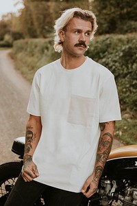 Men’s t-shirt mockup psd on a tattooed model