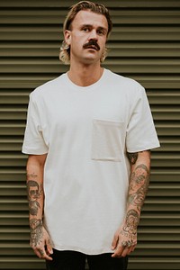 Men’s t-shirt mockup psd on a tattooed model