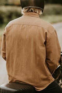 Jacket mockup psd on urban male man model back view