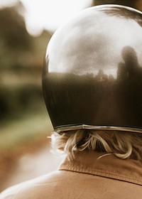 Shiny black helmet with design space rear view