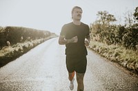 Man with mustache wearing black t-shirt with design space