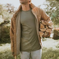 Green t-shirt mockup psd men's urban fashion