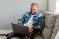 Man working from home, on his laptop