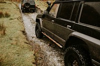 SUV cars off-roading in nature