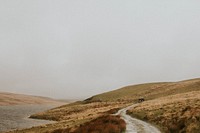 Cars driving by the lake on a off-roading path