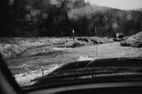 Car driving through the flooded mountain