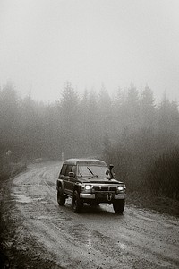 Car driving through the mountain road