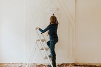 Girl home painting for interior renovation 