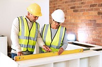 Contractor coworkers at a construction site