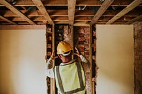 Contractor remodeling the home interior