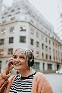 Woman talking on a phone in London 